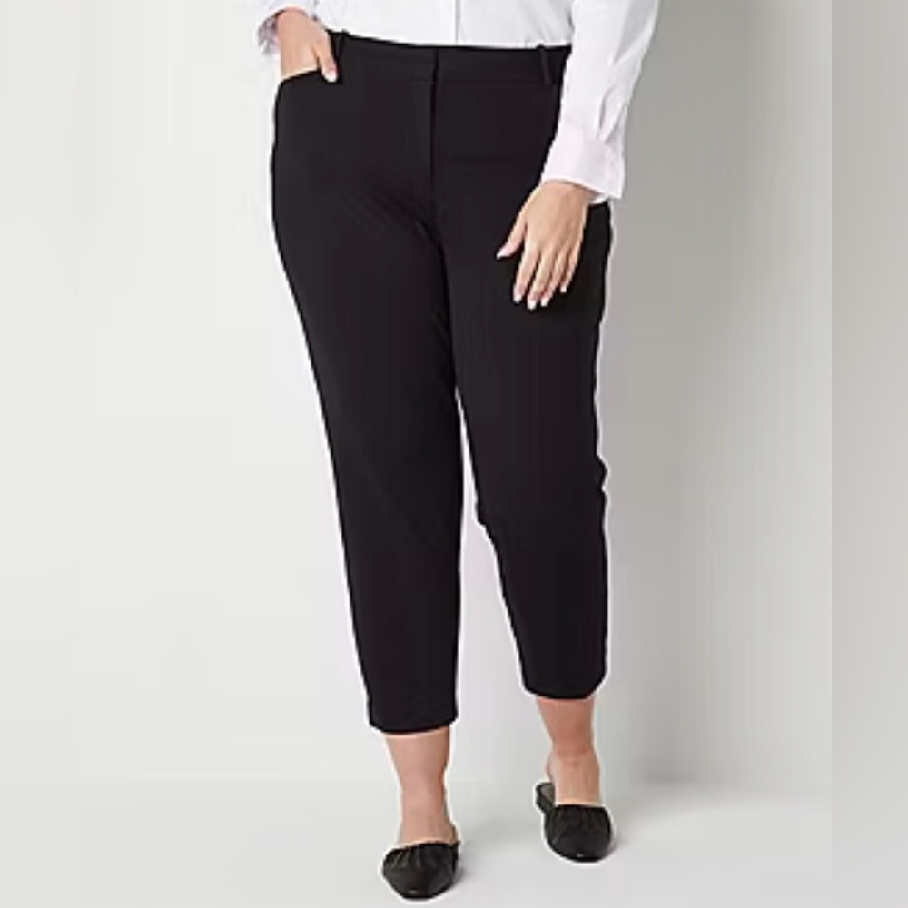 LIZ CLAIBORNE Womens Emma Ankle Pant Size 16 Black Slim Leg Career